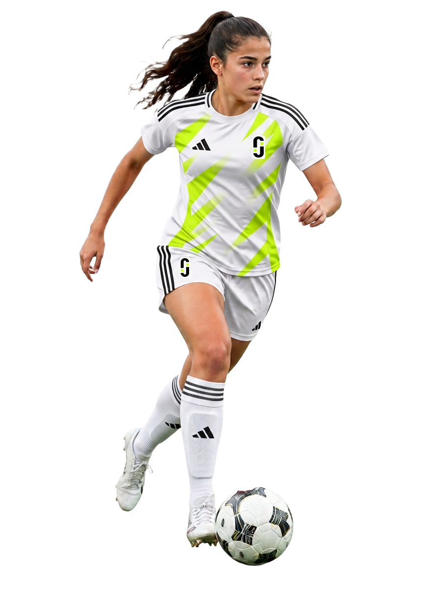 Illustrative young player in JOGA kit dribbling a ball